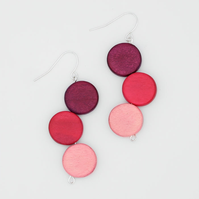 Fuchsia Triple Stacked Earring - Sylca Designs - Chunky Jewelry