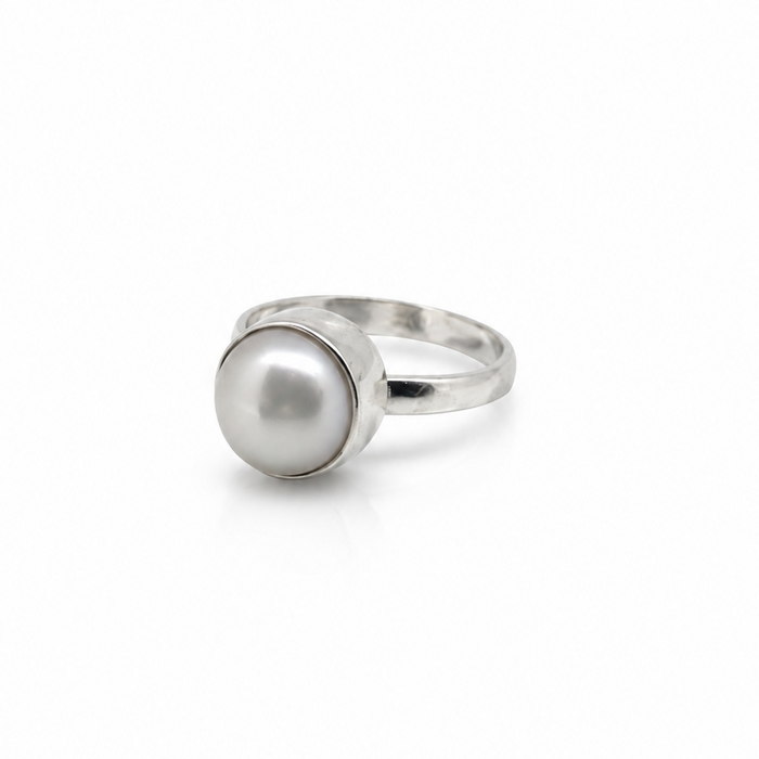 Sterling silver freshwater pearl Full Moon Ring by Lush Designs Jewellery