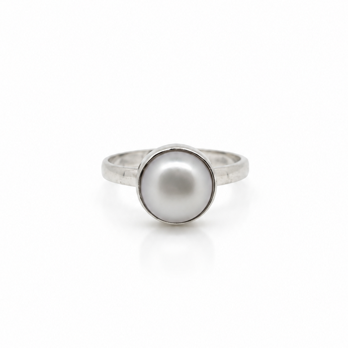 Sterling silver freshwater pearl Full Moon Ring by Lush Designs Jewellery