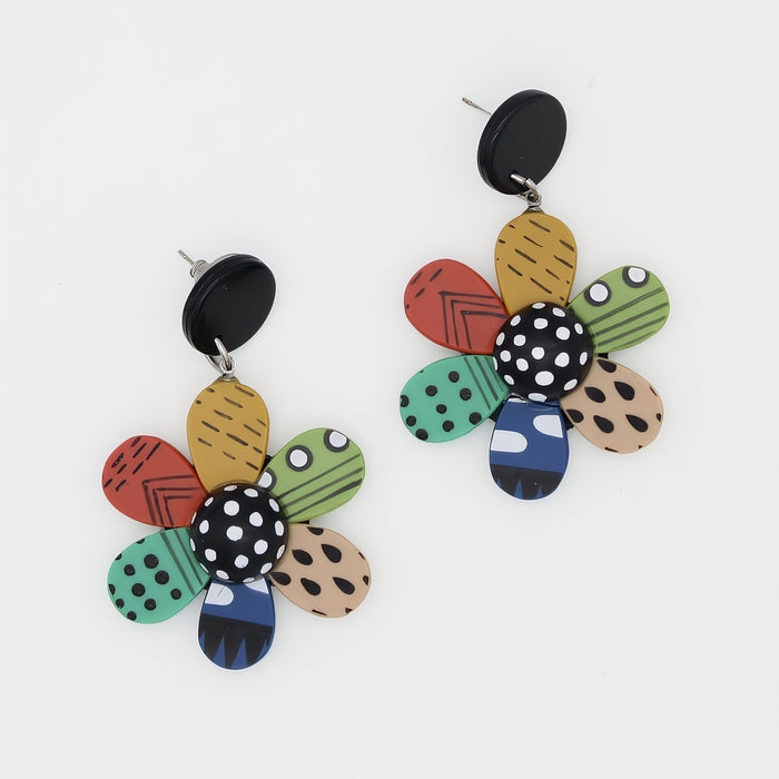 Garden of Color Flower Earring - Sylca Designs - Chunky Jewelry