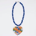 Geometric Decoupage Heart Necklace - Sylca Designs - Artsy Chunky Jewelry