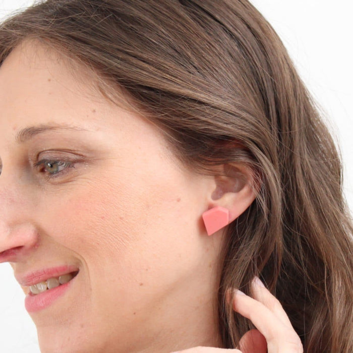 Geometric Pink Stud Earrings - Sylca Designs - Chunky Jewelry