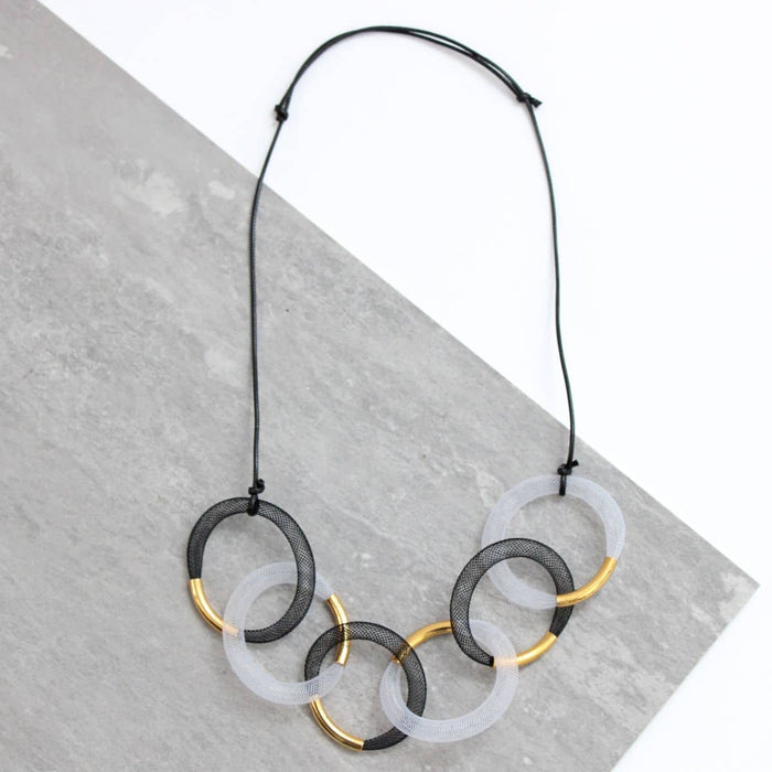 Gold Accented Mesh Statement Necklace - Sylca Designs - Chunky Jewelry