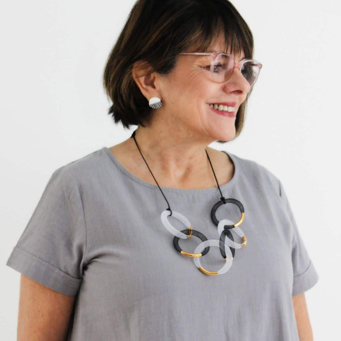 Gold Accented Mesh Statement Necklace - Sylca Designs - Chunky Jewelry