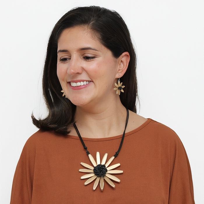 Gold Amaya Flower Statement Necklace - Sylca Designs - Chunky Jewelry