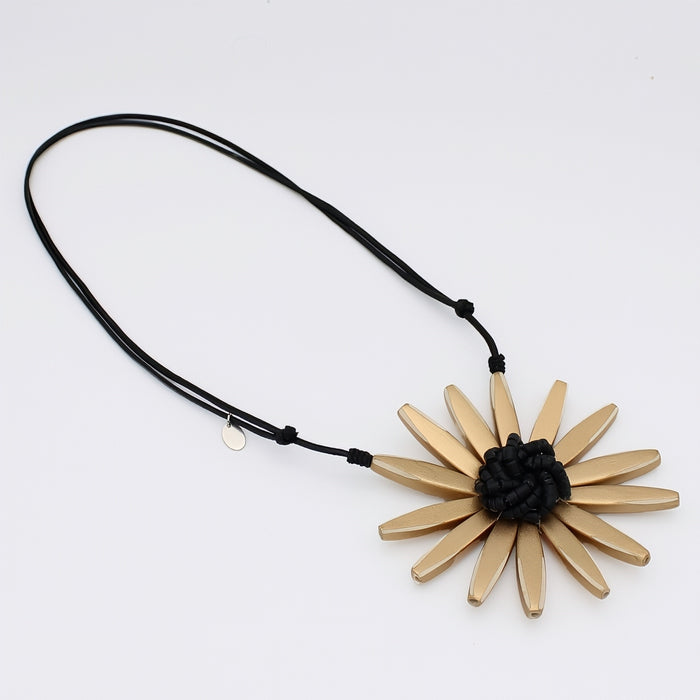 Gold Amaya Flower Statement Necklace - Sylca Designs - Chunky Jewelry