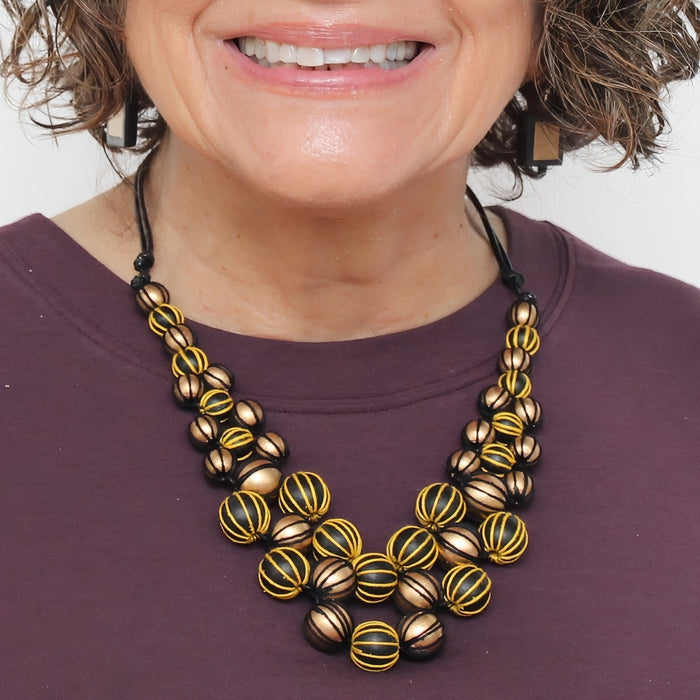 Gold and Black Pamela Berries Necklace