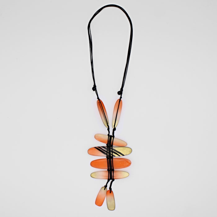 Gold and Orange Bennett Pendant Necklace - Sylca Designs - Chunky Jewelry