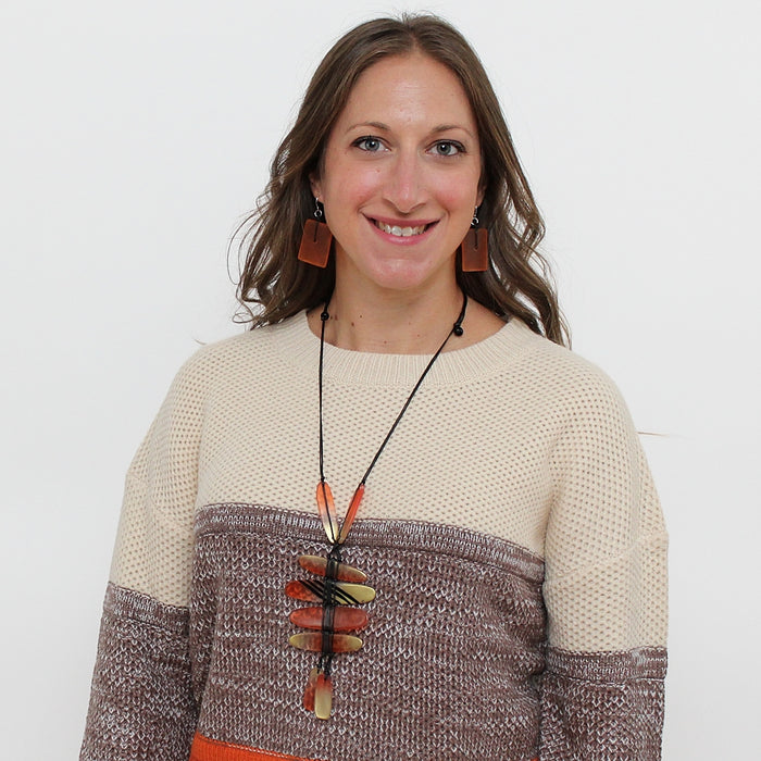 Gold and Orange Bennett Pendant Necklace - Sylca Designs - Chunky Jewelry