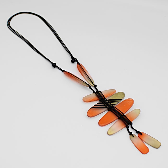 Gold and Orange Bennett Pendant Necklace - Sylca Designs - Chunky Jewelry