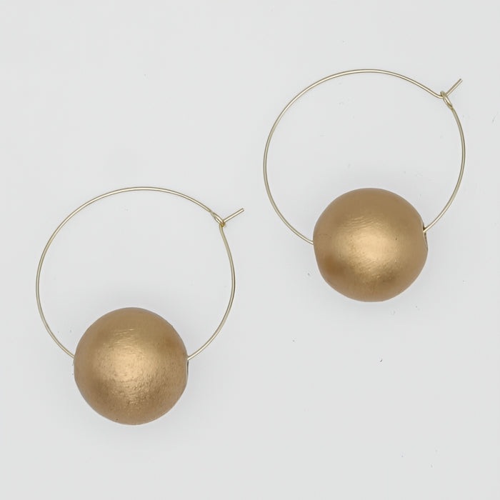 Gold Ball Hoop Dangle Earring - Sylca Designs - Chunky Jewelry
