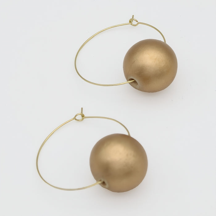Gold Ball Hoop Dangle Earring - Sylca Designs - Chunky Jewelry