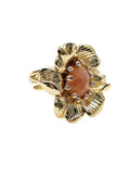 Gold Flower With Orange Moonstone Setting Cocktail Ring PR016