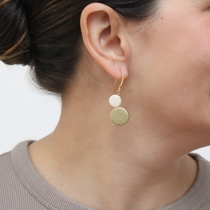 Gold Georgie Two Bead Drop Earrings - Sylca Designs - Chunky Jewelry