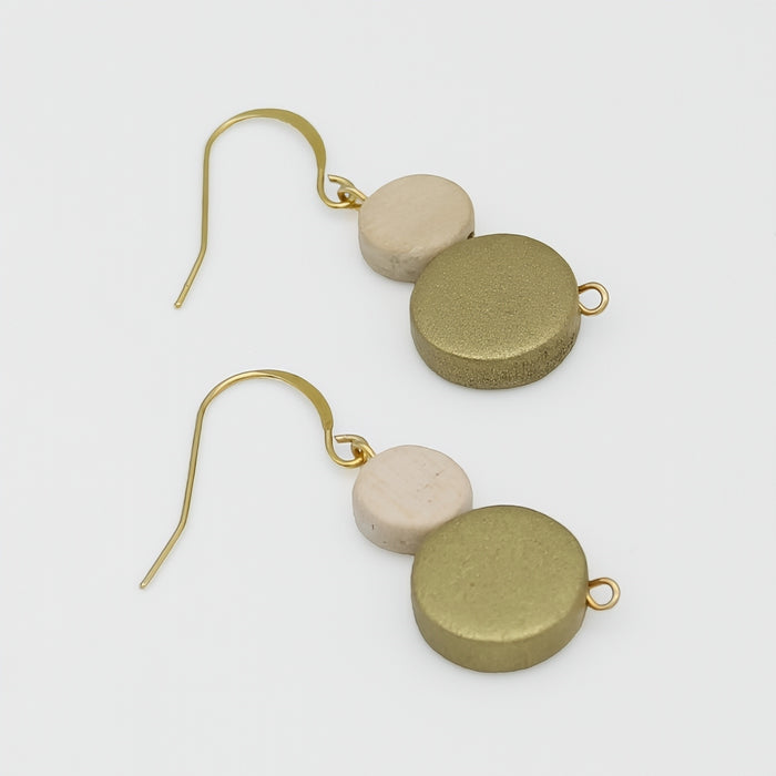 Gold Georgie Two Bead Drop Earrings - Sylca Designs - Chunky Jewelry