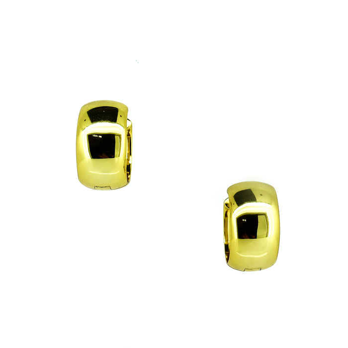 Thick gold huggie earrings polished gold sleeper hoops