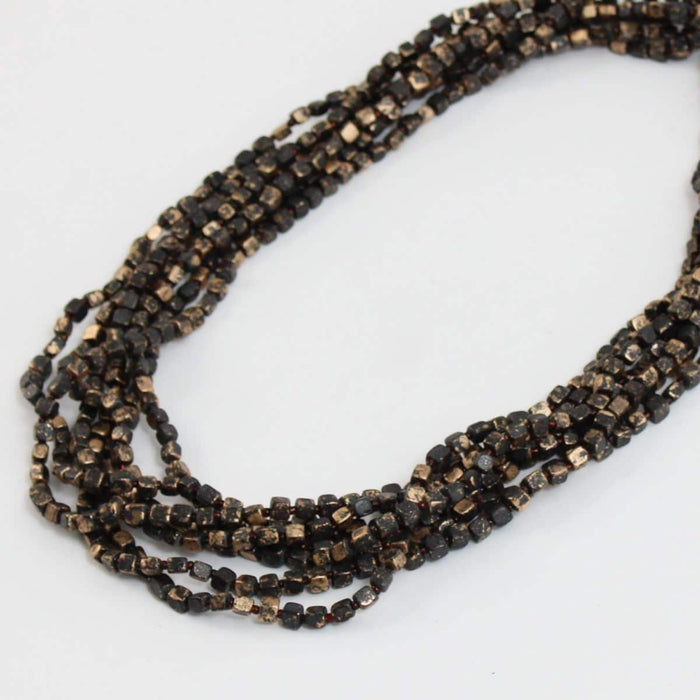 Gold Multi Strand Beaded Lacey Necklace - Sylca Designs - Chunky Jewelry