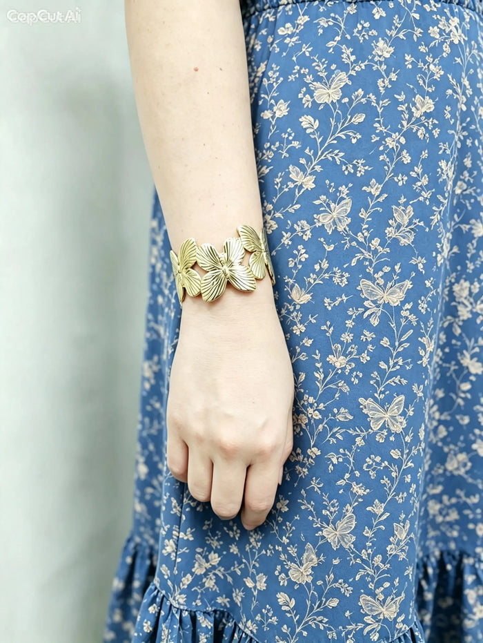 Gold Plated Butterfly Chunky Bangle SB004