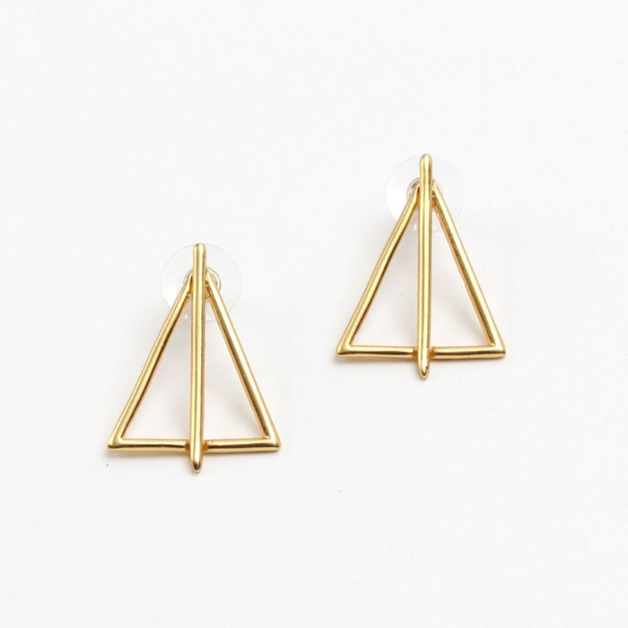 Gold Triangle Earrings - Sylca Designs - Chunky Jewelry