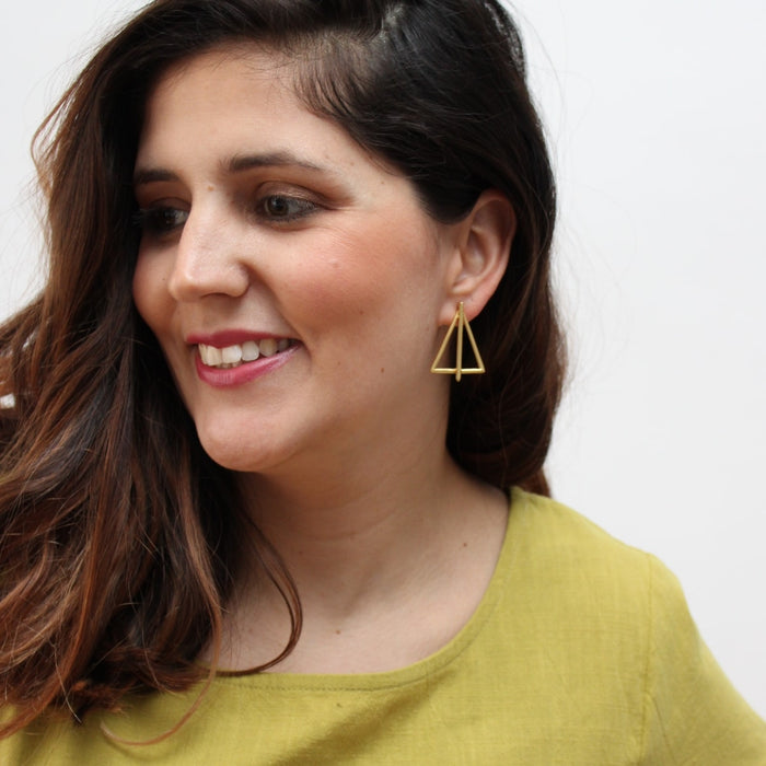 Gold Triangle Earrings - Sylca Designs - Chunky Jewelry