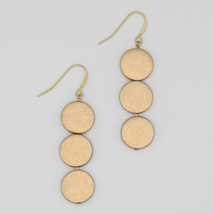 Gold Triple Bead Kira Earring - Sylca Designs - Chunky Jewelry