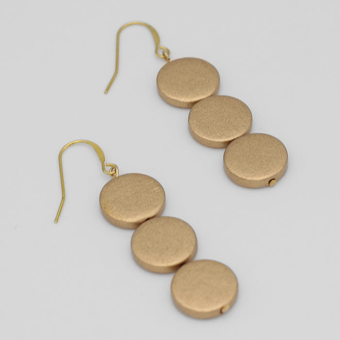 Gold Triple Bead Kira Earring - Sylca Designs - Chunky Jewelry