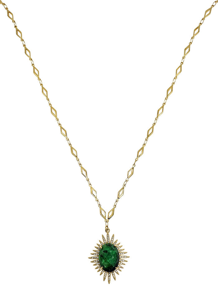 Golden Chain With Zoisite Pendant Necklace KN025