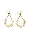 Golden Crystals & Freshwater Pearl Hook Earrings FE026 - FARRA
