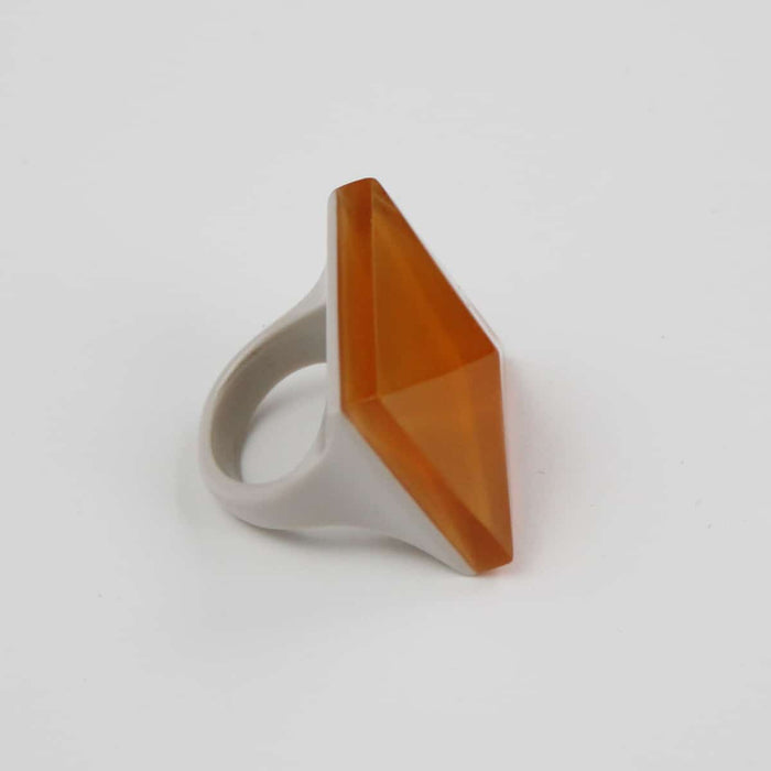 Golden Geometric Resin Statement Ring - Sylca Designs - Chunky Jewelry