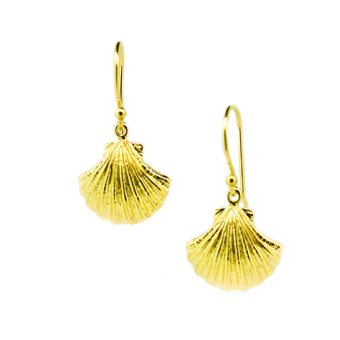 Gold vermeil shell hook earrings inspired by the ocean and coastal Australian style