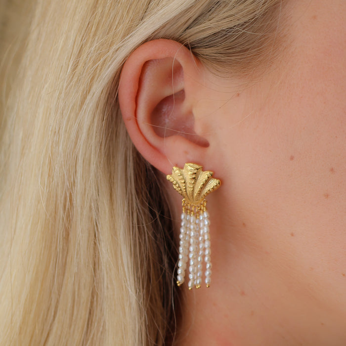 statement golden shell earrings designed in broome