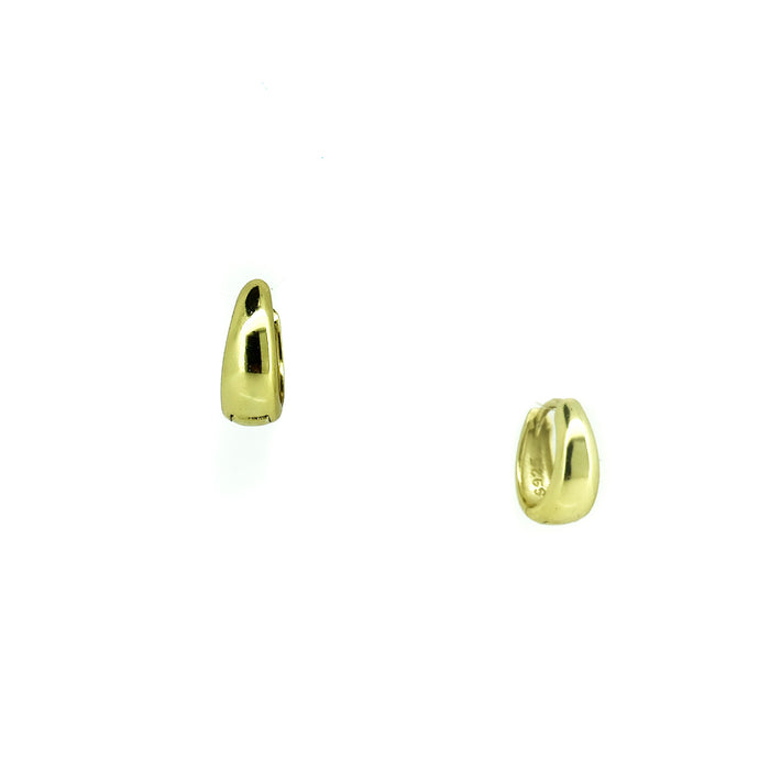 Small wide gold huggie earrings polished gold sleeper hoops