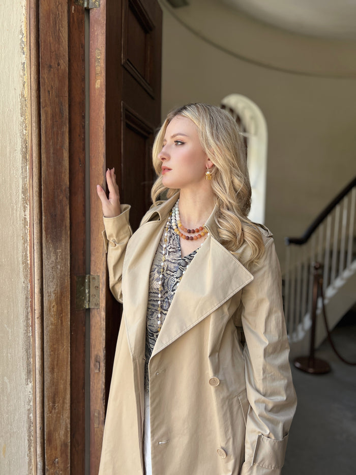 Gradient Brown Jade Double Layers Necklace HN018 - FARRA