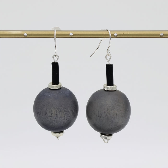 Gray Ball Drop Earring - Sylca Designs - Chunky Jewelry