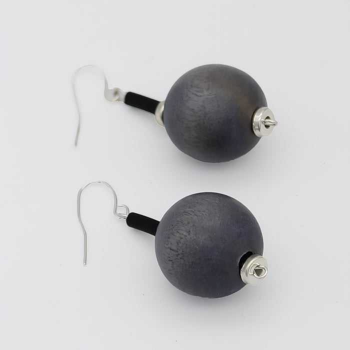 Gray Ball Drop Earring - Sylca Designs - Chunky Jewelry