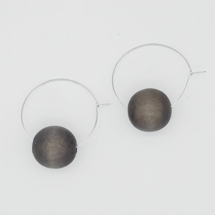 Gray Ball Hoop Dangle Earring - Sylca Designs - Chunky Jewelry