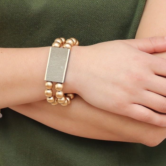 Gray Bar and Bead Bracelet - Sylca Designs - Chunky Jewelry