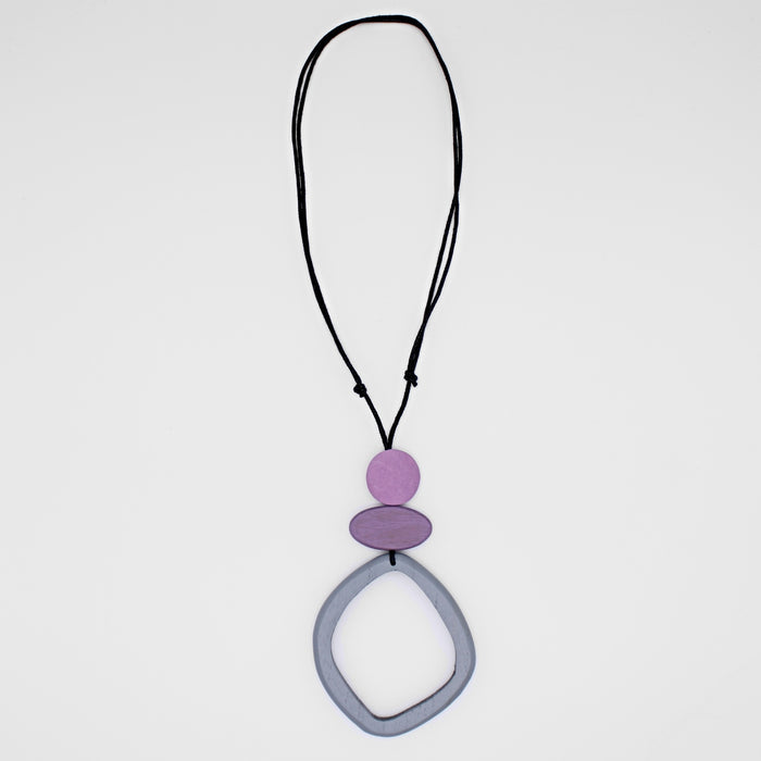 Gray Curved Circle Pendant - Sylca Designs - Chunky Jewelry