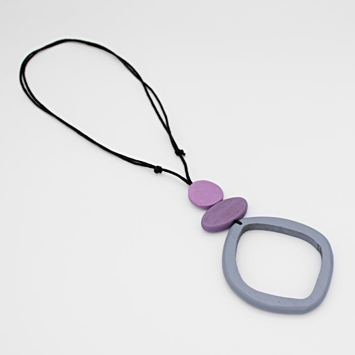 Gray Curved Circle Pendant - Sylca Designs - Chunky Jewelry