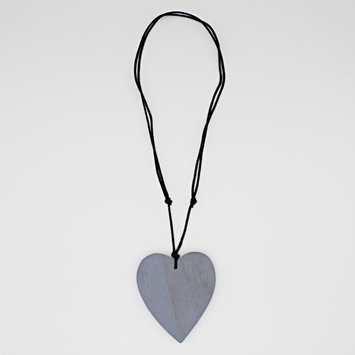 Gray Gabi Heart Wood Necklace - Sylca Designs - Chunky Jewelry