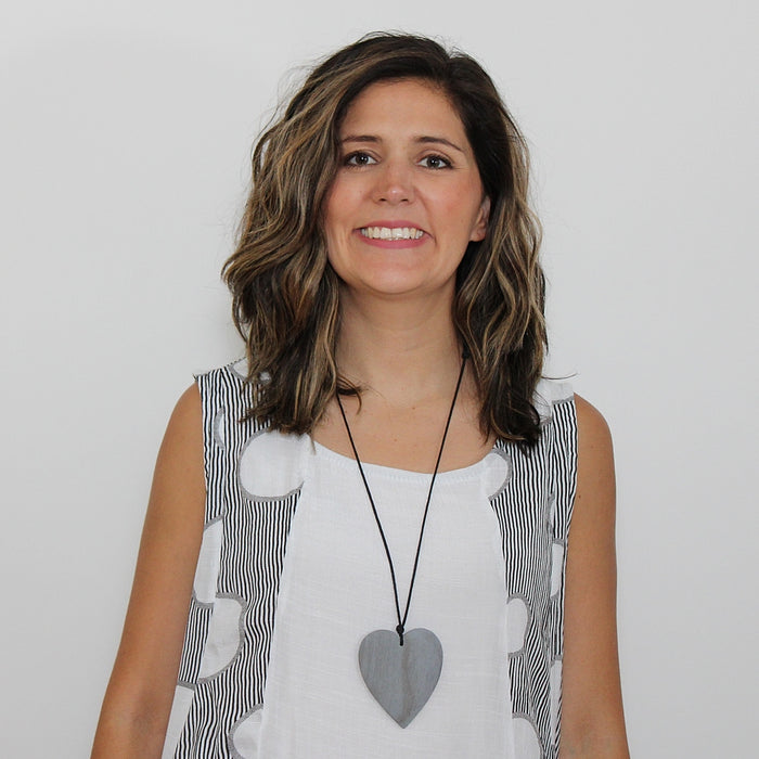 Gray Gabi Heart Wood Necklace - Sylca Designs - Chunky Jewelry