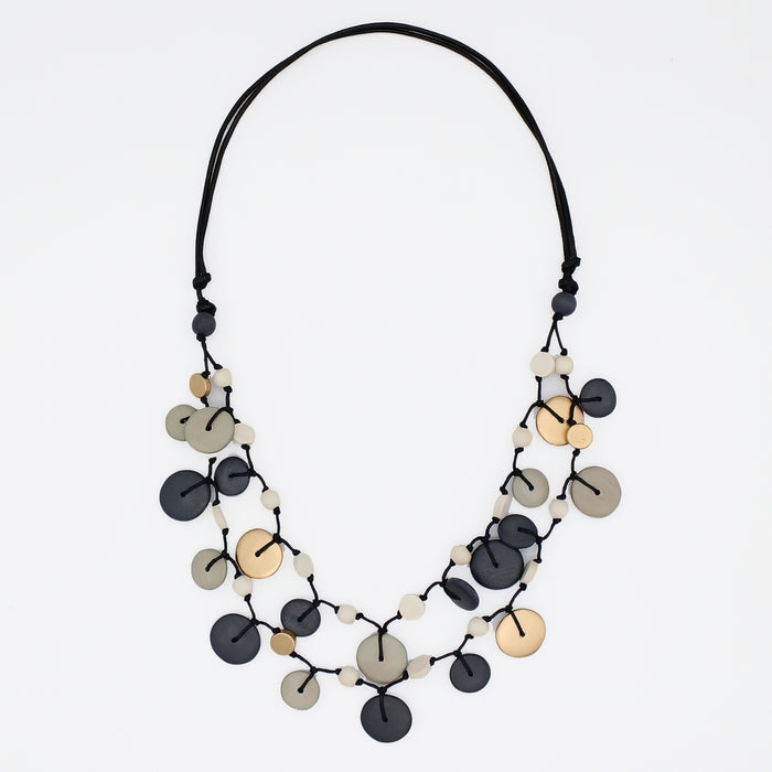 Gray Juliette Drop Double Strand Necklace - Sylca Designs - Chunky Jewelry