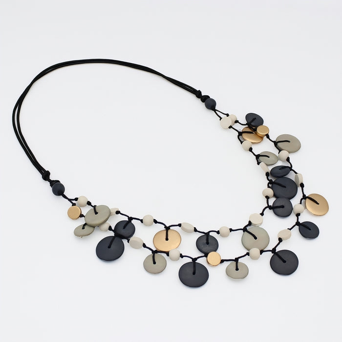 Gray Juliette Drop Double Strand Necklace - Sylca Designs - Chunky Jewelry
