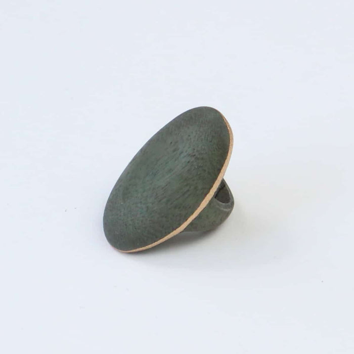 Gray Oval Ring with Gold Trim - Sylca Designs - Chunky Jewelry