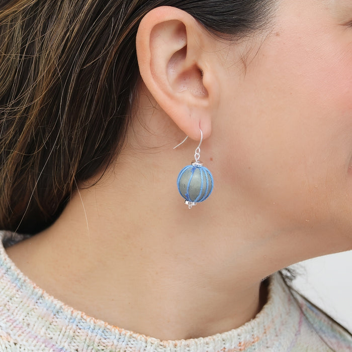 Gray Thread Wrapped Earring - Sylca Designs - Chunky Jewelry