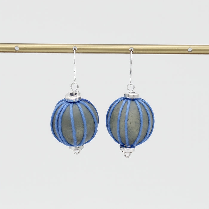 Gray Thread Wrapped Earring - Sylca Designs - Chunky Jewelry