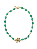 Green Agate With Maple leave Pendant Necklace HN008 - FARRA