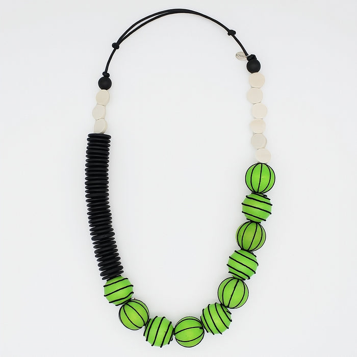 Green Anaya Wrapped Bead Necklace - Sylca Designs - Chunky Jewelry