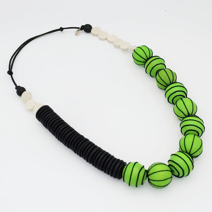 Green Anaya Wrapped Bead Necklace - Sylca Designs - Chunky Jewelry