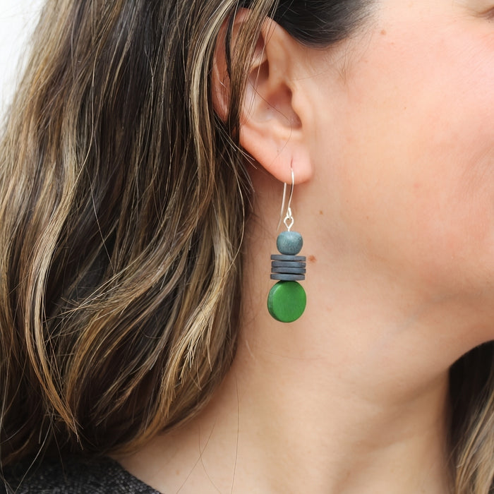 Green and Black Dusk Earrings